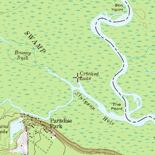 Topographic Map of Crooked Lake, GA