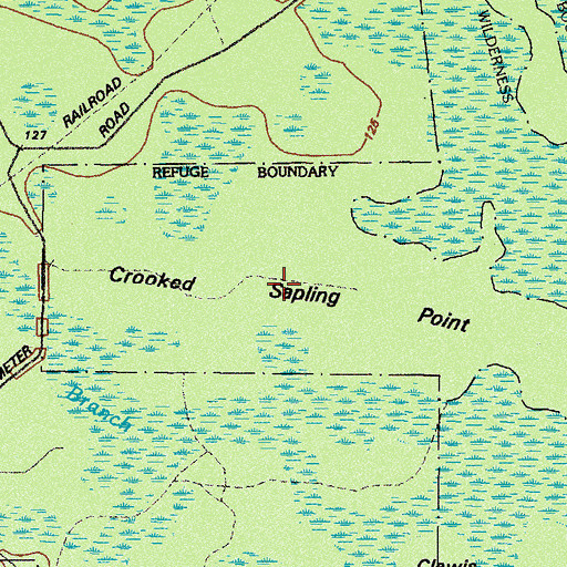 Topographic Map of Crooked Sapling Point, GA