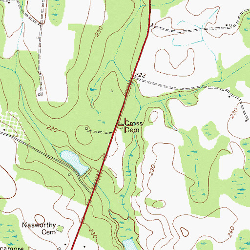 Topographic Map of Cross Cemetery, GA