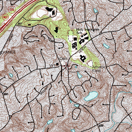 Topographic Map of Cross Roads Church, GA