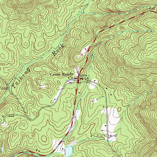 Topographic Map of Cross Roads Church, GA