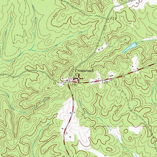 Topographic Map of Crossroad Church, GA