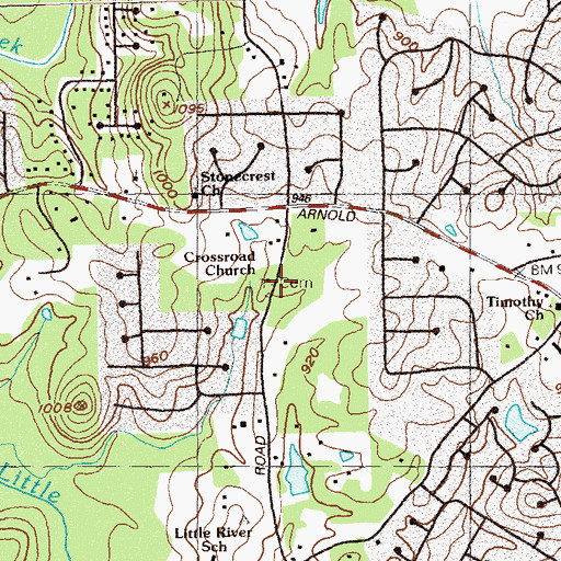 Topographic Map of Crossroad Church, GA