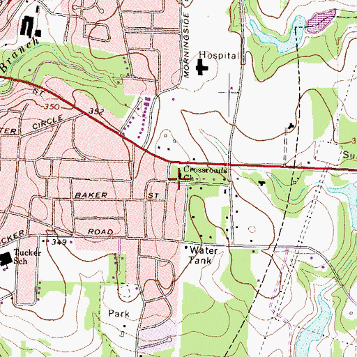 Topographic Map of Crossroads Church, GA