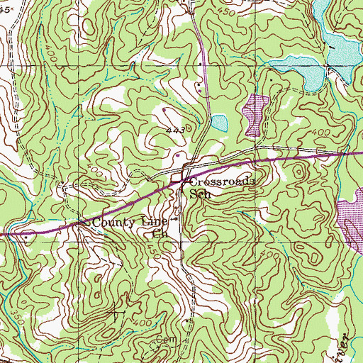 Topographic Map of Crossroads School, GA