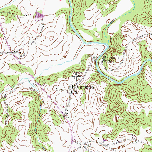Topographic Map of Crow Cemetery, GA
