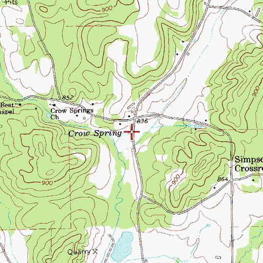 Topographic Map of Crow Spring, GA