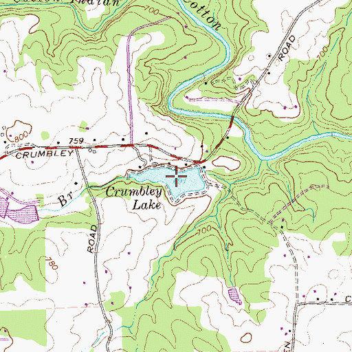 Topographic Map of Crumbley Lake, GA