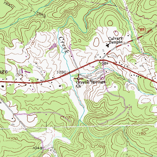 Topographic Map of Crystal Springs Church, GA