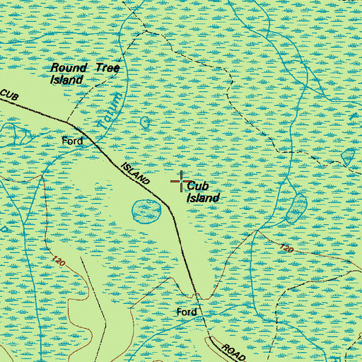 Topographic Map of Cub Island, GA