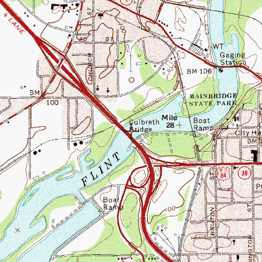 Topographic Map of Culbreth Bridge, GA