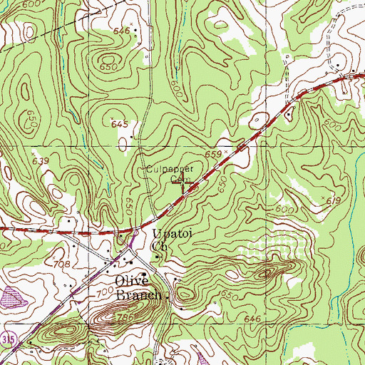 Topographic Map of Culpepper Cemetery, GA