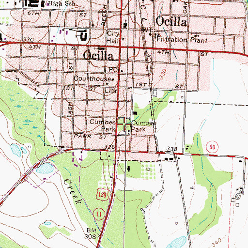 Topographic Map of Cumbee Park, GA