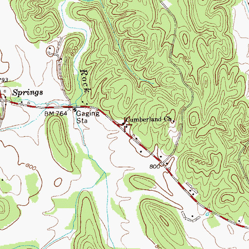 Topographic Map of Cumberland Church, GA