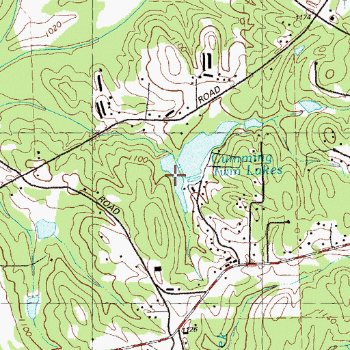 Topographic Map of Cumming Twin Lakes, GA