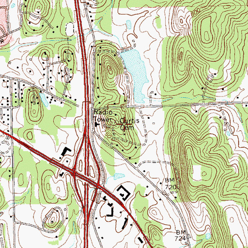 Topographic Map of Curtis Cemetery, GA