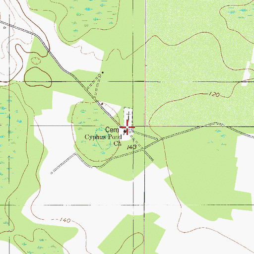 Topographic Map of Cyphus Pond Church, GA
