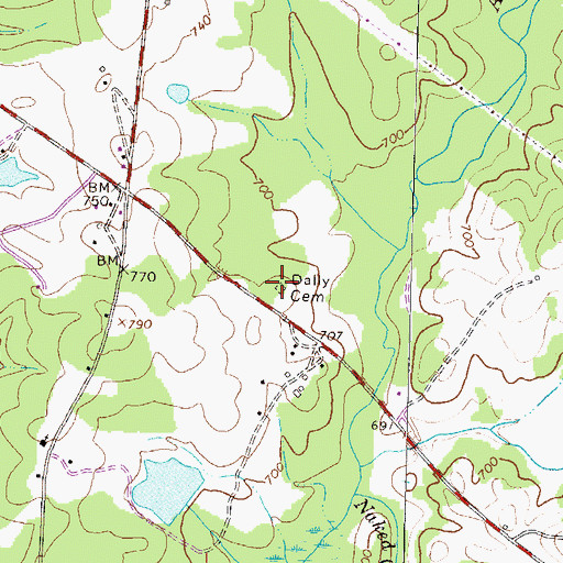 Topographic Map of Dally Family Cemetery, GA