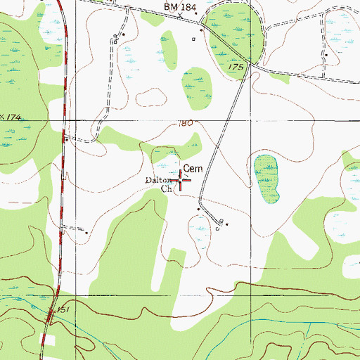 Topographic Map of Dalton Church, GA