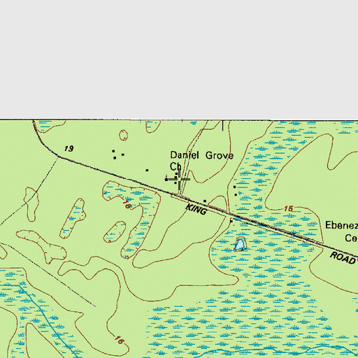 Topographic Map of Daniel Grove Church, GA
