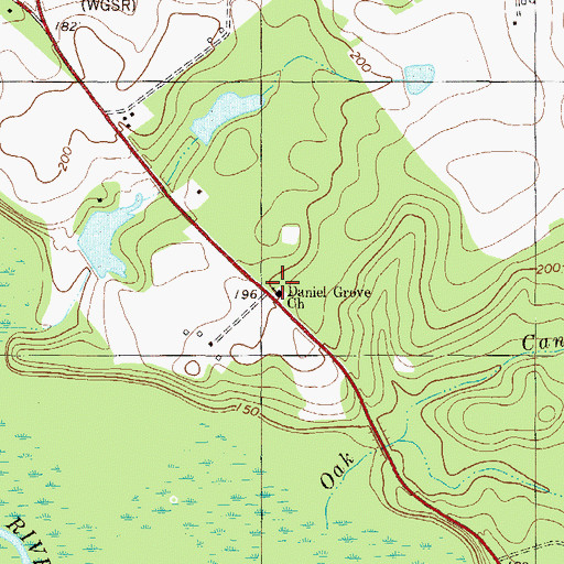 Topographic Map of Daniel Grove Church, GA