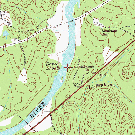 Topographic Map of Daniel Shoals, GA