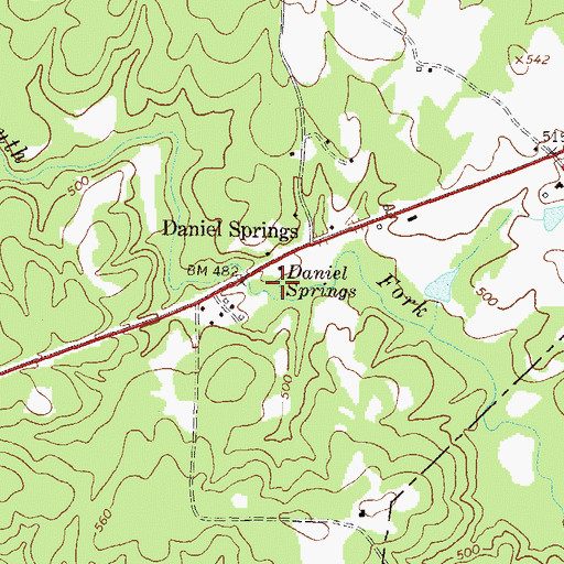 Topographic Map of Daniel Springs, GA
