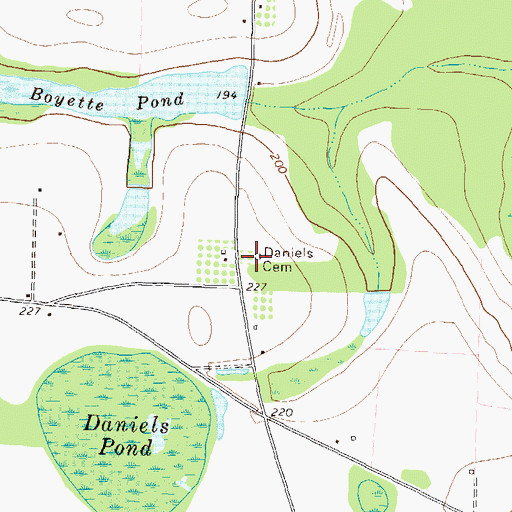 Topographic Map of Daniels Cemetery, GA