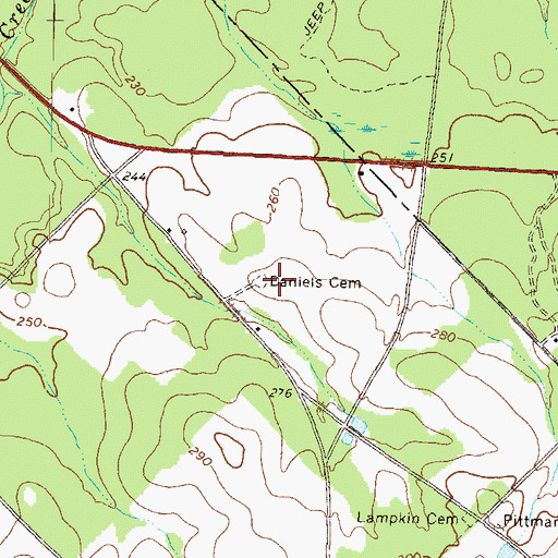 Topographic Map of Daniels Cemetery, GA