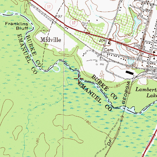 Topographic Map of Daniels Mill Creek, GA