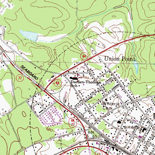 Topographic Map of Darden-Thomas School, GA