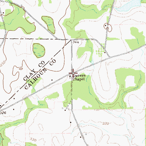 Topographic Map of Darveys Chapel, GA