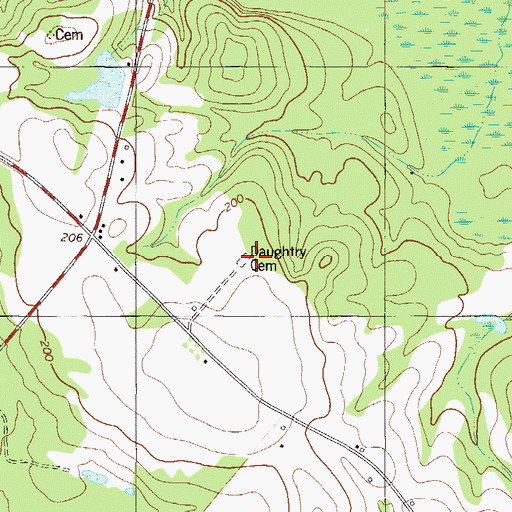 Topographic Map of Daughtry Cemetery, GA