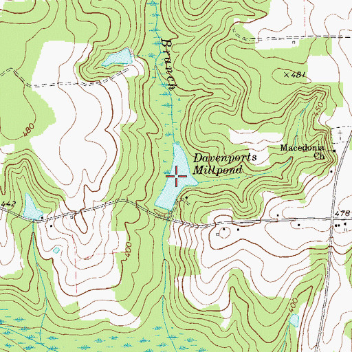 Topographic Map of Davenports Millpond, GA