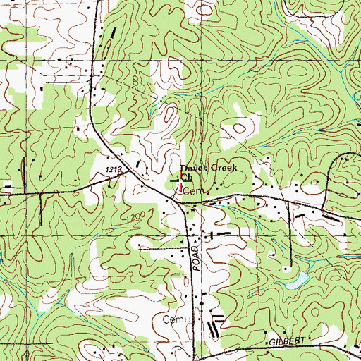 Topographic Map of Daves Creek Church, GA