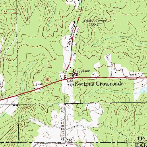 Topographic Map of Davidson Church, GA