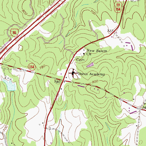 Topographic Map of Davis Academy, GA