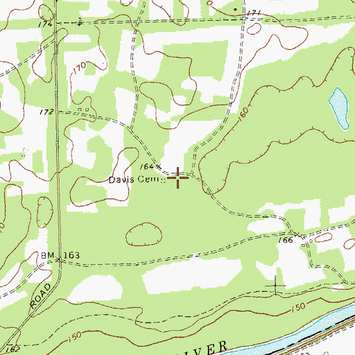 Topographic Map of Davis Cemetery, GA