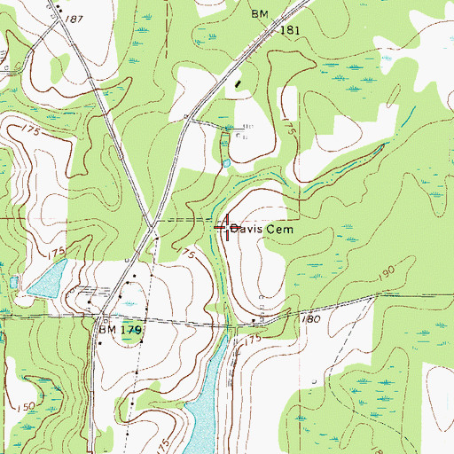 Topographic Map of Davis Cemetery, GA