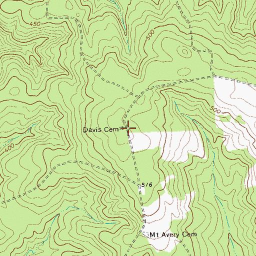 Topographic Map of Davis Cemetery, GA