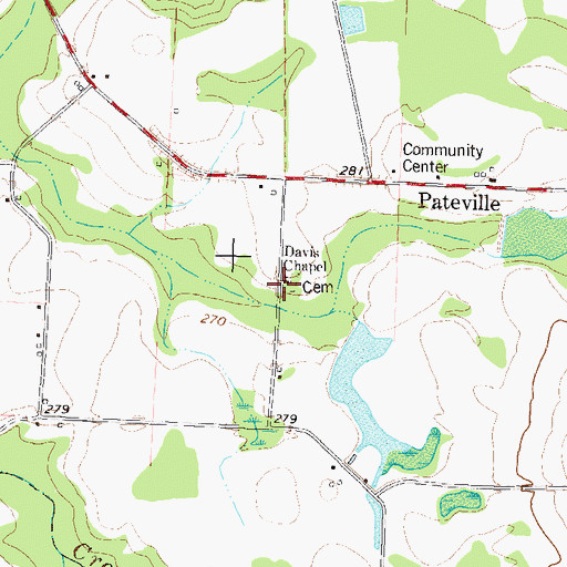 Topographic Map of Davis Chapel, GA