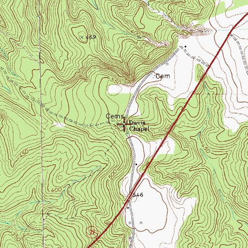 Topographic Map of Davis Chapel, GA