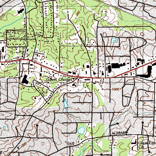 Topographic Map of Davis Chapel, GA