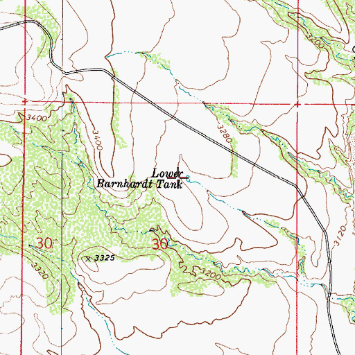 Topographic Map of Lower Barnhardt Tank, AZ