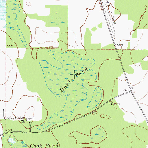 Topographic Map of Davis Pond, GA