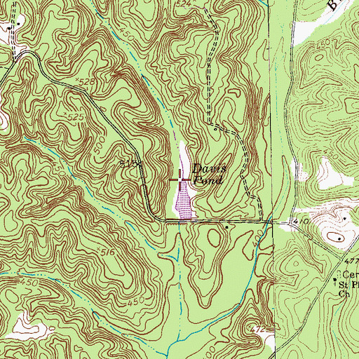 Topographic Map of Davis Pond, GA