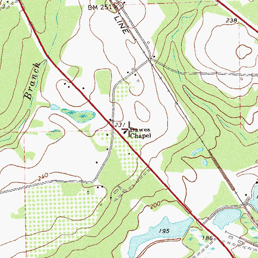 Topographic Map of Dawes Chapel, GA