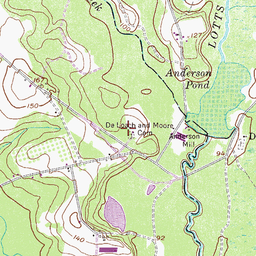 Topographic Map of De Loach and Moore Cemetery, GA