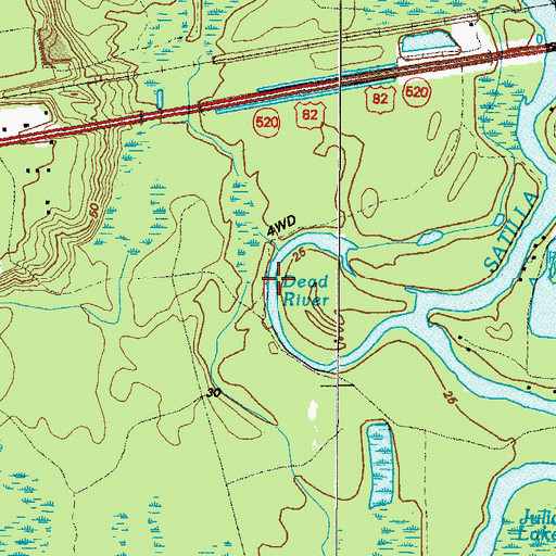 Topographic Map of Dead River, GA