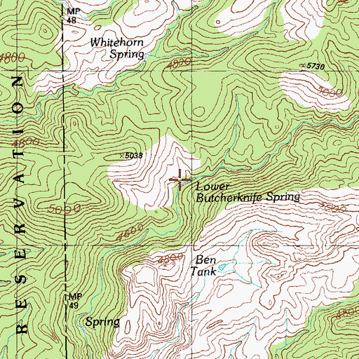 Topographic Map of Lower Butcherknife Spring, AZ